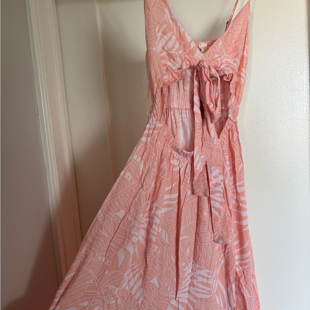 Surf Gypsy Orange and Pink Tie Front Tiered Sundress